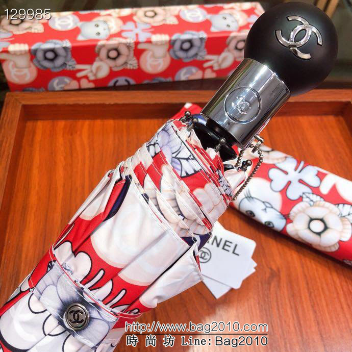 CHANEL香奈兒 時尚單品 招財龍貓 春夏新品 驚豔款 專櫃最新款 山茶花全自動UV晴雨傘  sll1002